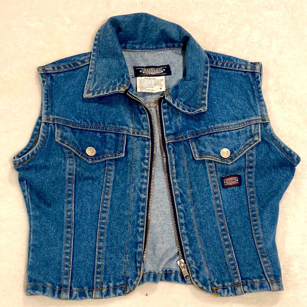 Kids Gasoline Industrial Co. Denim Zip-Up Vest, size Medium